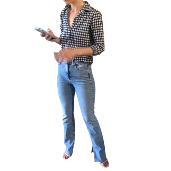 J. Crew navy and white gingham button down shirt - Picture 11 of 16